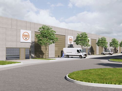 Nieuwbouw magazijn in KMO-park Heiplas langs de N442 te Lede