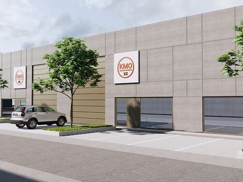 Nieuwbouw magazijn in KMO-park Heiplas langs de N442 te Lede