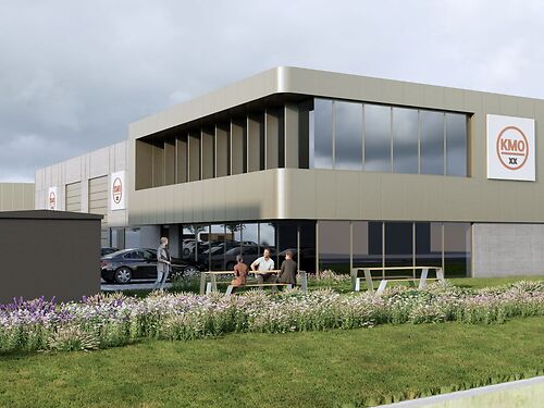 Nieuwbouw magazijn in KMO-park Heiplas langs de N442 te Lede